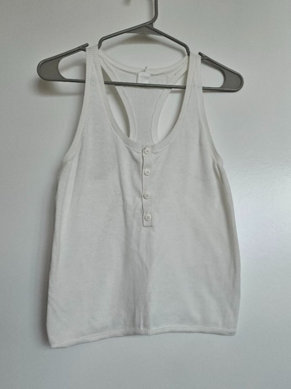 Alo Supernatural Sweater Henley Tank, Ivory, Size SM Women's
